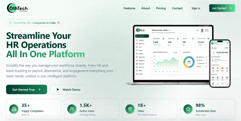 OthTech HRMS dashboard
