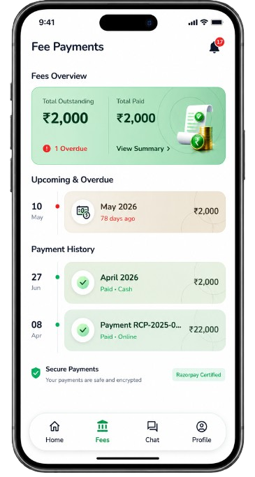 Fees & Receipts in the OthTech School ERP app
