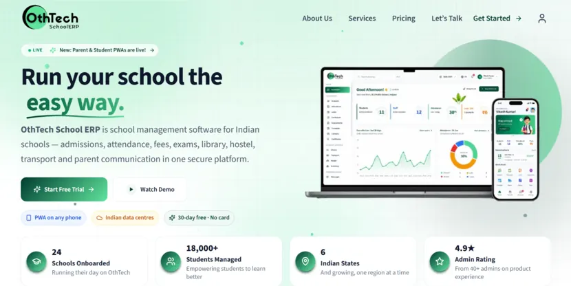 OthTech School ERP dashboard