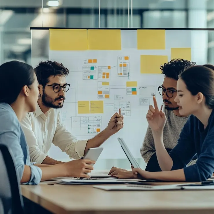 OthTech team planning a client project at a whiteboard